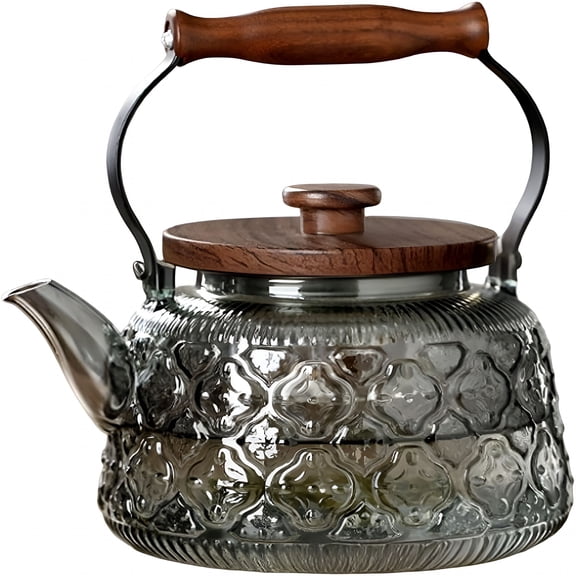 ACDANC 2026 New Glass Teapot,Thickened Heatproof Glass Teapot with Infuser and Lid,Stovetop Safe Tea Kettle,Hand Crafted Kettle(34Oz)