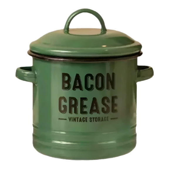 ACDANC 2026 New Green Enamel Bacon Grease Container with Strainer,Grease Canister with Letter Pattern,Bacon Grease Saver,Oil Storage Jar,Kitchen Accessories for Farmhouse Kitchen Decor