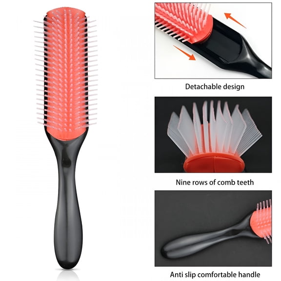 ACDANC 2026 New Hair Brush for Natural Curly Hair Black 9 Row Styling Travel Nylon Bristle Wet Mini Small Shower Wavy Drying Plastic Comb. Woman Man Gifts Travel Brush for Women