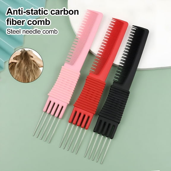 ACDANC 2026 New Hair Pick Double Side Salon Teasing Back Combs Carbon Comb with Steel Lift Hairdressing Tool for Women for Salon, Home, Barber, Styling
