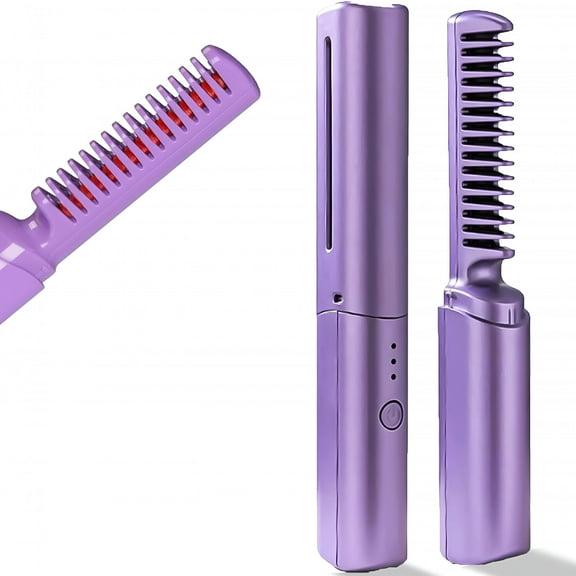 ACDANC 2026 New Hairdressing Comb, Portable Ceramic Hair Dressing Comb with 3 Temp Settings, Rechargeable Mini Dual Purpose Curling Iron, Cordless 2-In-1 Touch-Up Combs for Less Frizz, Shines&Smooth