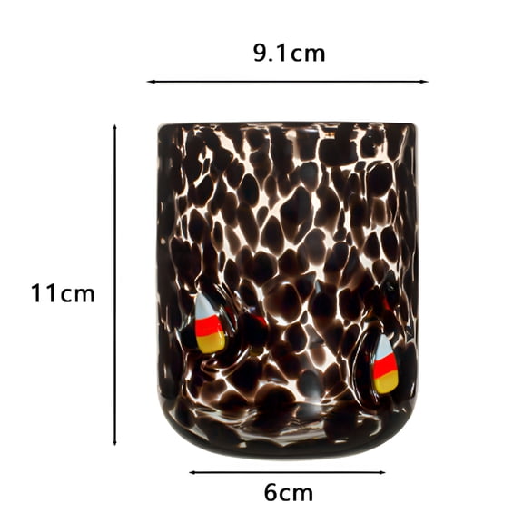 ACDANC 2026 New Halloween Icon Juice Glasses 14 Oz Double Old Fashioned Icon Handblown Stemless Wine Glasses Cute Ghost Glass Drinking Cups for Halloween Fall Party Supplies (Candy Corn)