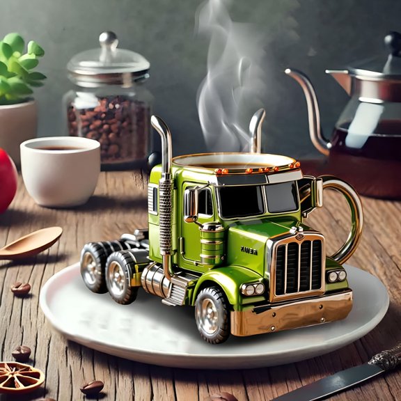 ACDANC 2026 New Handcrafted Truck Coffee Mug,11 Ounces Semi-Trailer Shaped Ceramic Coffee Cup,Unique Gift for Coffee and Truck Lovers,Truck Driver Gifts for Truck Drivers Men