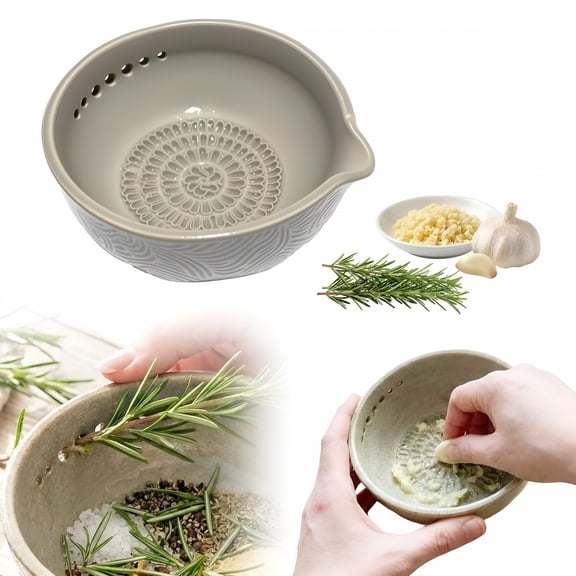 ACDANC 2026 New Handmade Garlic Grater X Herb Bowl,2 in 1 Pottery Herb Shredder and Garlic Grater Bowls,Ceramic Garlic for Kitchen,Multi-Functional Stoneware Kitchen Garlic Herb Bowl