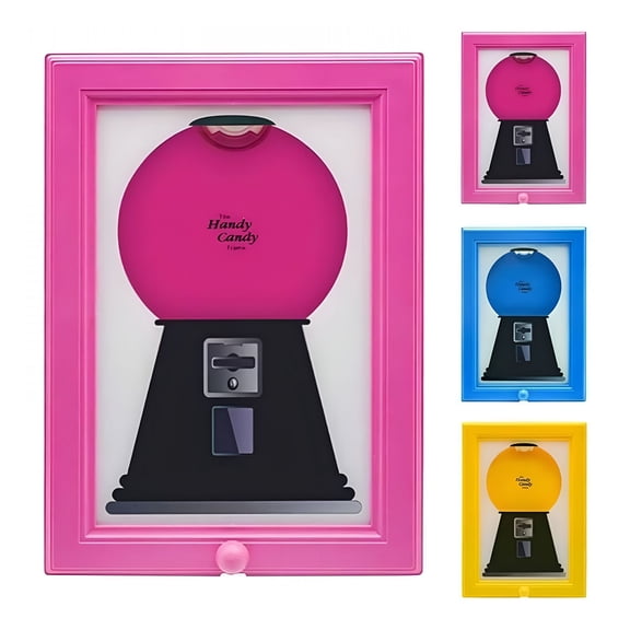 ACDANC 2026 New Handy Candy Dispenser Picture Frame,Wall Mount Candy Dispenser Frame,Vintage Wall Hanging Gumball Machine,Fast Distribution Candies,Nuts,Suitable for Birthday & Holiday Gifts (Pink)