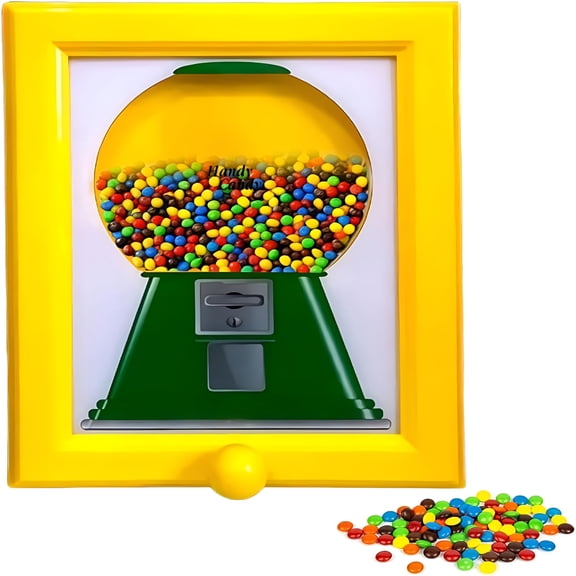 ACDANC Candy Dispenser Picture Frame, Hanging Gumball Machine for Candies, Nuts, Pet Treats, Fun Decor with Photo Display, Unique Holiday Gift for Kids and Adults (Yellow)