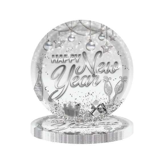 ACDANC 2026 New Happy New Year Disposable Party Tableware Set,16 Paper Plates and Cups,Festive Holiday Dinnerware for New YearS Parties,Family Gatherings,And Celebrations