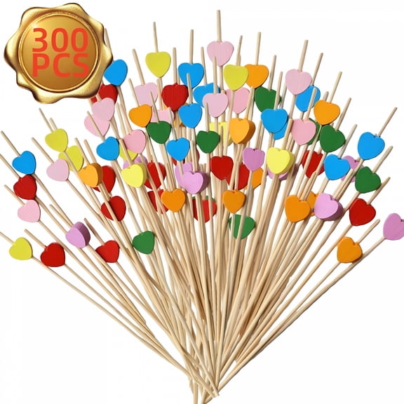 ACDANC 2026 New Heart-Shaped Bamboo Cocktail Picks,4.7" Appetizer Toothpicks for Valentines Wedding Birthday Party Decor for Cocktail, Hors D'Oeuvres, Buffet, Celebration, Appetizer Skewers,300 Pcs