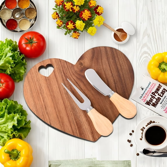 ACDANC 2026 New Heart Shaped Charcuterie Board and Serving Acacia Wood Heart Shaped Cutting Board Cheese Serving Charcuterie Board for Meat Cheese and Vegetables Women Gifts Heart Charcuterie Board