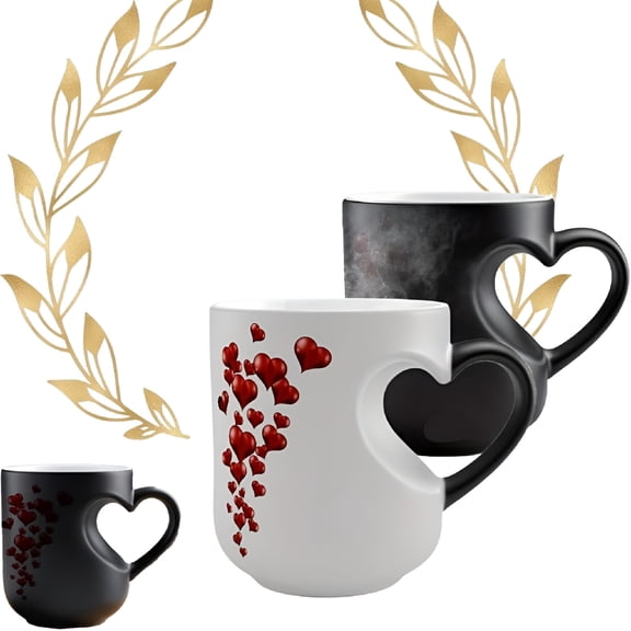 ACDANC 2026 New Heart-Shaped Color Changing Magic Ceramic Mug,Thermochromic Design with Fun Reveal Pattern,Gift for Valentine'S Mother'S Day Christmas,Coffee Cup for Adults(1Pc)