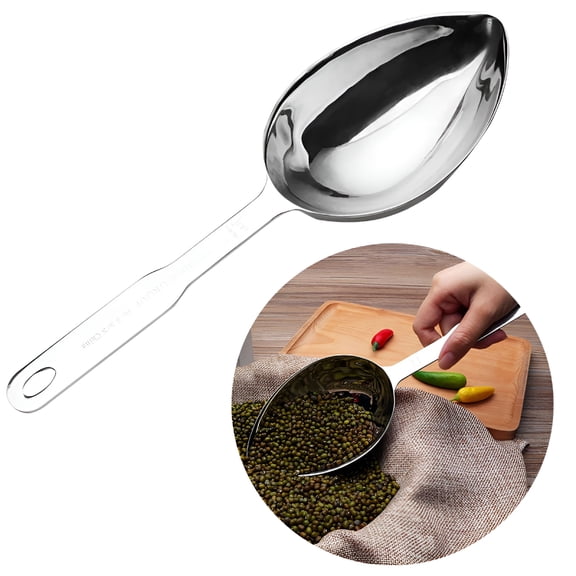 ACDANC 2026 New Heavy-Duty Stainless Steel Measuring Scoop,Oval,1/2-Cup Oval Durable Measuring Scoop,1/2 Cup Measuring Cup Coffee Scoop Spoon,Kitchen Gadgets for Cooking & Baking,1 Pcs,9.96X3.07