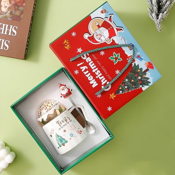 ACDANC 2026 New Holiday Mugs,Christmas Tree Santa Snow Globe Mug,Christmas Mug with Winter Snow Globes Lid Decorations,Cute Festive Ceramic Coffee Cup for Coffee,Hot Chocolate,Eggnog-Merry Christmas
