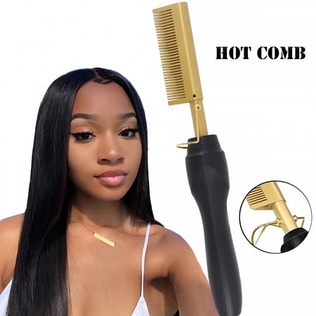 ACDANC 2026 New Hot Comb Electric Heating Comb, Ceramic Heat Pressing Comb Brush Hair Straightener Hot Comb, Curling Hair Straightening Comb for Natural Black Hair Beard Wigs