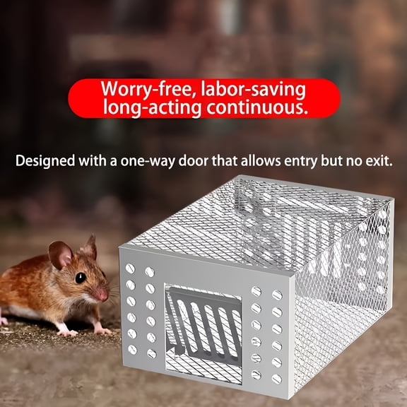 ACDANC 2026 New Humane Rat Trap for Indoor Outdoor Small Rodents Mouse Vole Chipmunk Hamster,2 Pack Reusable One Way Door Catch and Release,Galvanized Steel Durable Rodent Catcher