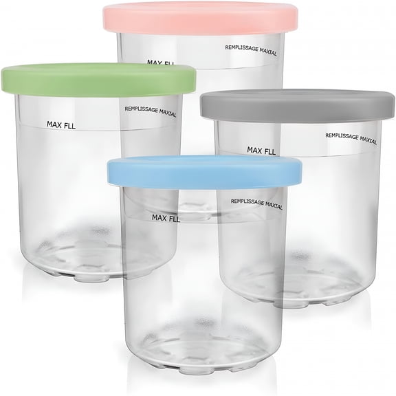 ACDANC 2026 New Ice Cream Pints Containers,4 Packs Cream Containers with Lids Replacements for Ice Cream Maker, Homemade Ice Cream, Freezing, Storage, Kitchen, Dessert Making