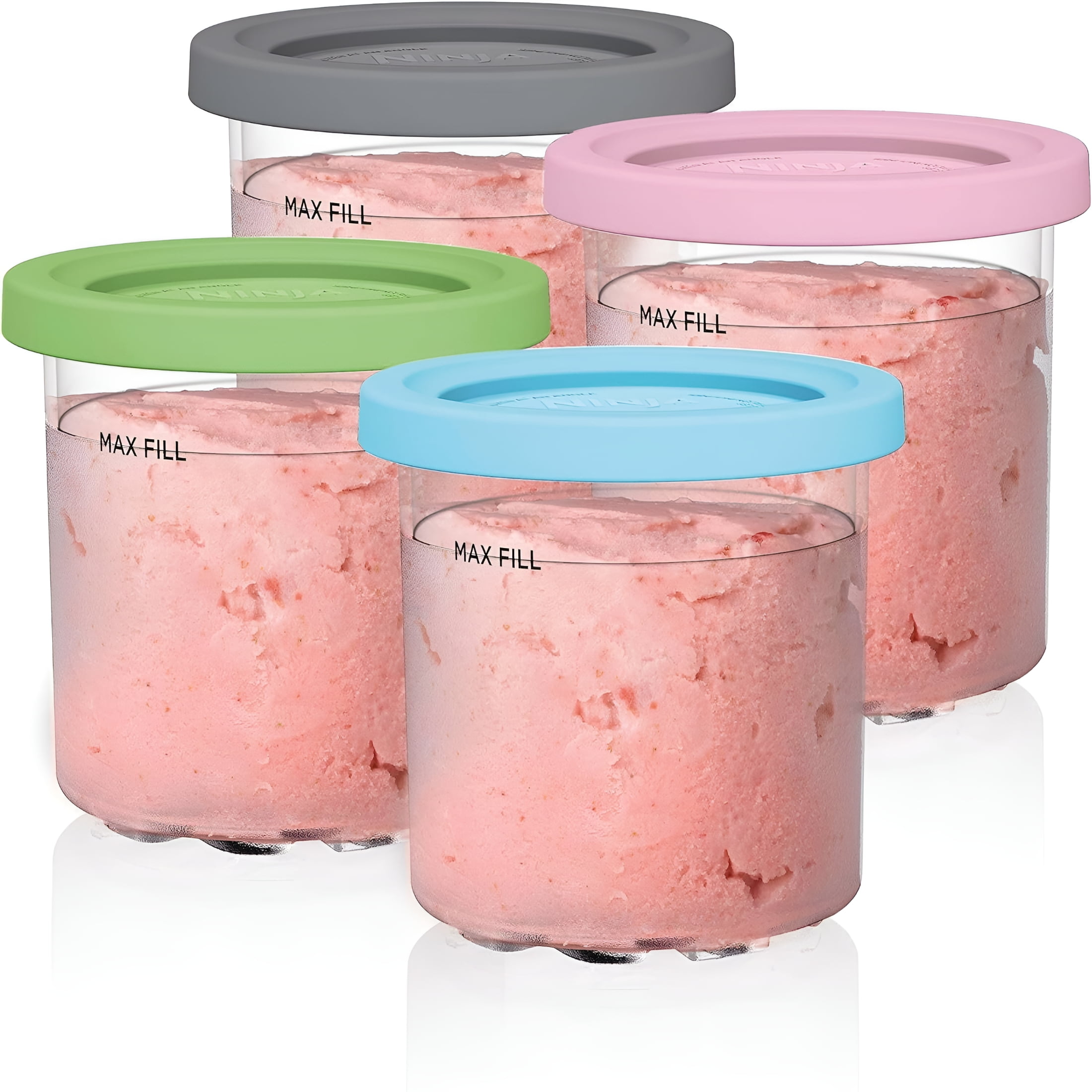 ACDANC 2026 New Ice Cream Pints Containers,4 Packs Cream Containers with Lids Replacements for Ice Cream Maker, for Storing Ice Cream, Homemade Treats, Desserts, Freezers, Meal Prep.