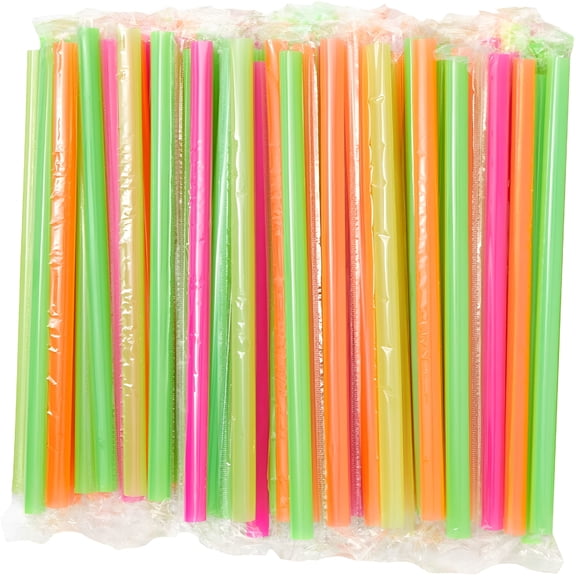 ACDANC 2026 New Jumbo Drinking Straws Individually Wrapped,100 Pack 7.9 Inch Long Extra Wide Smoothie 0.4" Assorted Bright Color Disposable Boba Bubble Tea,Milkshakes Slushies Straws