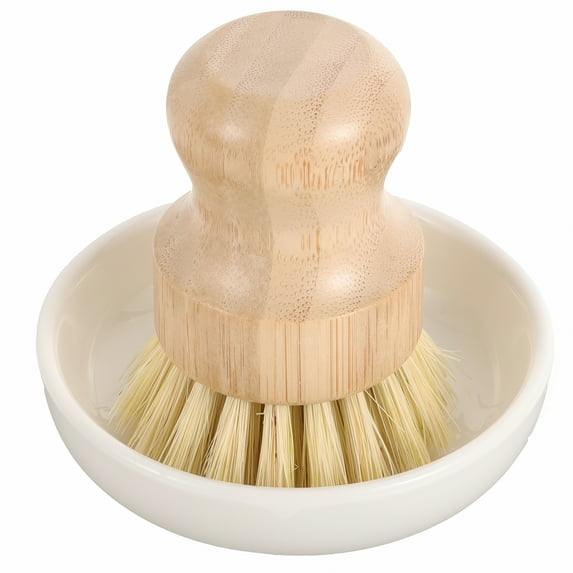 ACDANC 2026 New Kitchen Cleaning Brush Round Mini Dish Bamboo Base Frame Ceramics Electric Scrubber Brushes to Wash Dishes for Kitchen,Home,Cookware,Plates,Cups,Bowls,Utensils