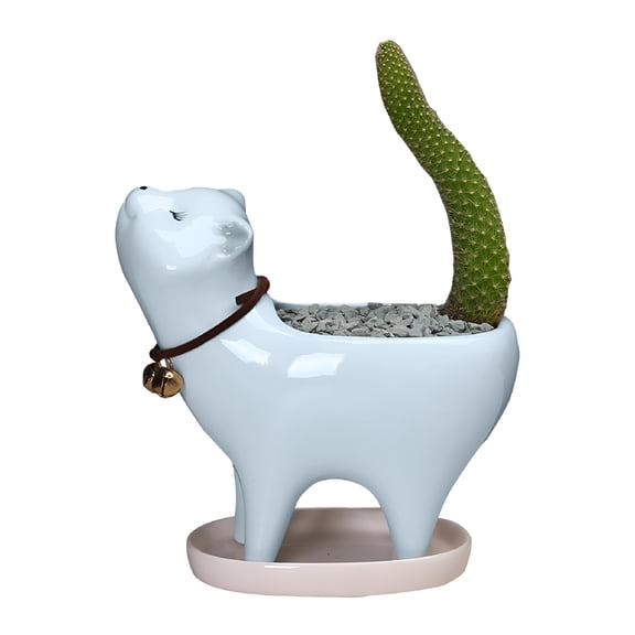 ACDANC 2026 New Kitten Ceramic Succulent Pots with Drain Hole Mini Pots for Plants Cactus Plants Containers for Home and Office Decoration for Desk, Shelf, Windowsill, Tabletop