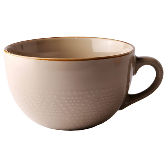 ACDANC 2026 New Large Coffee Mug Elegant Floral Pattern Soup Mug Decorative Touch Soup Containers for Home Kitchen Office Cafe Restaurant Breakfast Lunch Dinner Khaki 5.4"