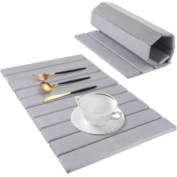 ACDANC 2026 New Large Stone Dish Drying Mat,Foldable Diatomaceous Earth Mat for Kitchen Counter,Quick Drying Pad,Heat Resistant Collapsible Stone Mat with Anti-Slip Mesh Mat & Sandpaper,23.615.4"