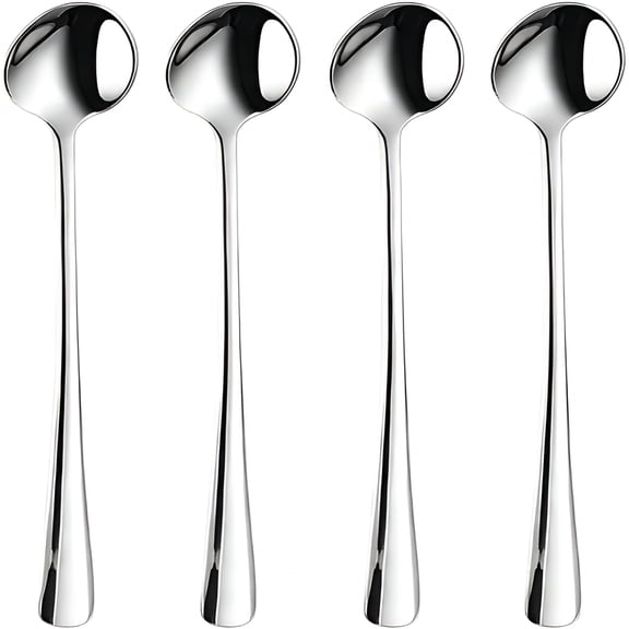 ACDANC 2026 New Long Handle Iced Tea Spoons,304 Stainless Steel Cocktail Stirring Spoons,9 Inch Long Handle Spoon for Coffee Ice Cream Cocktail,Set of 4