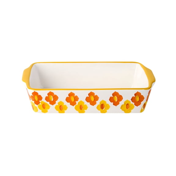ACDANC 2026 New Lovely Hand-Painted Flower Ceramic Baking Dish with Handles,Lasagna Pan,Casserole Dish,Baking Pan for Cooking,Cake Dinner,Kitchen Tableware for Pasta, Casserole, Roast, Dessert