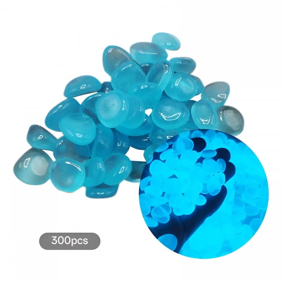 ACDANC 2026 New Luminous Stone, Fish Tank Rocks, Fish Tank Decoration, Glow in the Dark Pebbles Luminous Stones Rocks for Garden Aquariums Decor 300Pcs Lake Blue