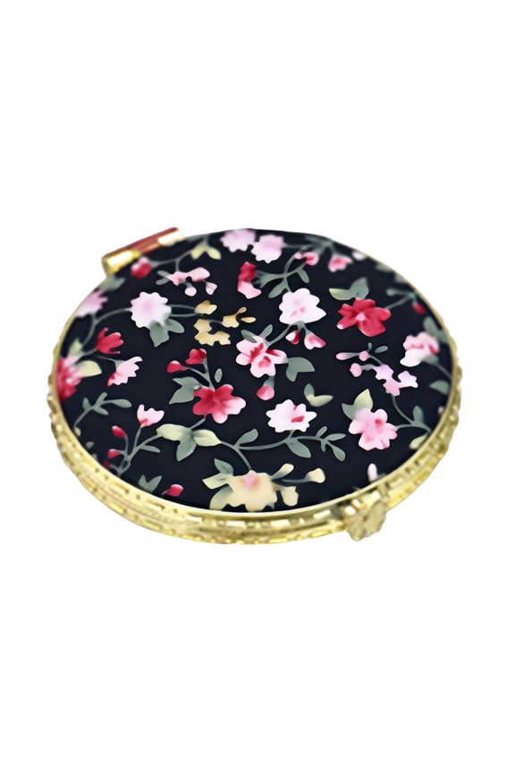 2026 New Makeup Mirror 2.75'' Portable Makeup Floral Satin Pocket Retro Vintage Compact Folding Small Mini for Women Girls Beauty Accessories for Travel, Purse, Home Round