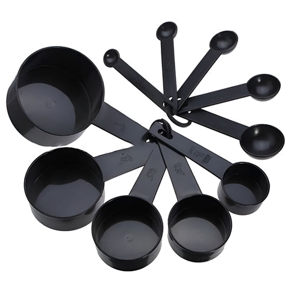 ACDANC 2026 New Measuring Spoons Set Black Plastic Measuring Spoons Cups Set with 5 Measuring Cups and 5 Measuring Spoons Kitchen Gadgets