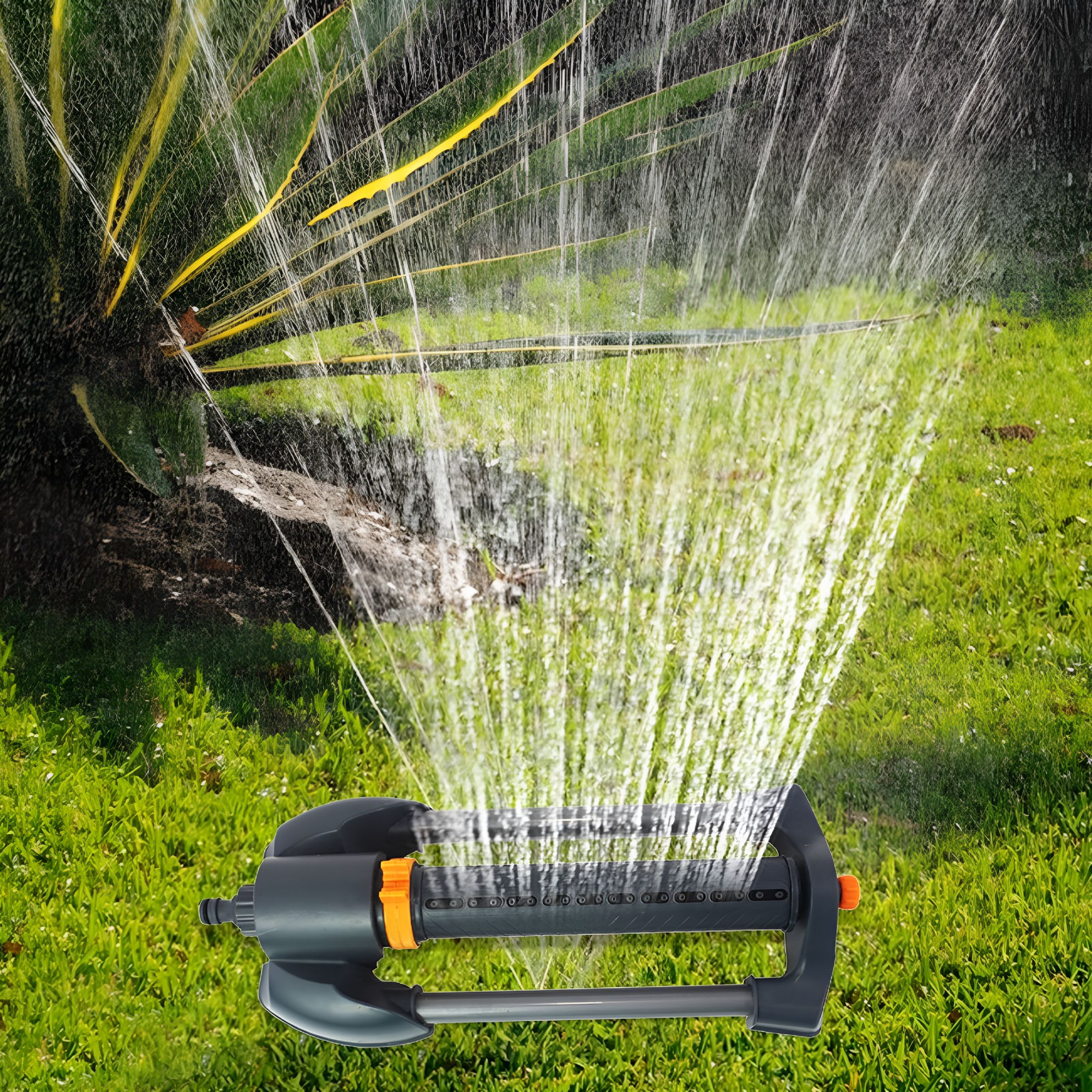 ACDANC 2026 New Metal Automatic Swing Sprinkler Garden Sprinkler Flower Watering Irrigation Tool Sites Coolings and Dust Prevention Sprinklers for Yard Lawn Gray