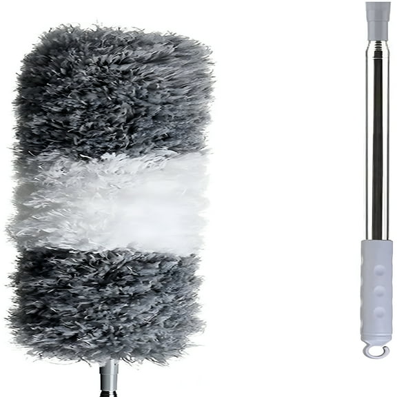 ACDANC 2026 New Microfiber Duster for Cleaning with Extension Pole,Stainless Steel,30-100"Bendable Head. Cleaner with Long Extendable Handle for Cleaning Cobwebs,Ceiling Fans,Furniture,White Gray