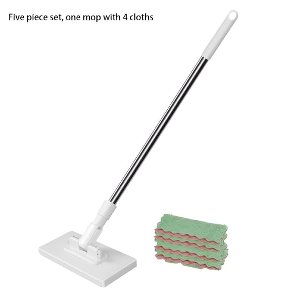ACDANC 2026 New Mini Mop  One-Click Cloth Change Lazy Mop,39" Retractable Handle with 4 Reusable Cloths,For Contactless Window,Kitchen,Car&Multi- Wet Dry Cleaning (1 Mop + 4 Cloths)