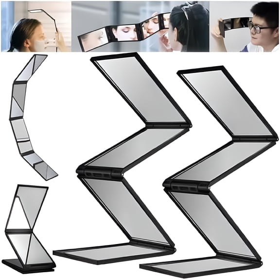 ACDANC 2026 New Multi-Angle Folding 3-Way Mirror for Self Haircutting, 4-Way Folding Mirror, 360 Portable Foldable Handheld Desktop Expandable Makeup (2Pcs)