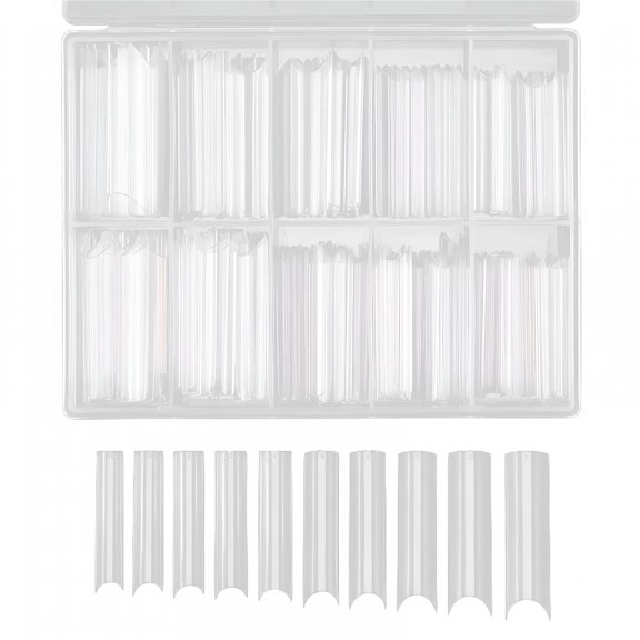 ACDANC 2026 New Nail Tips Round Long Straight Square Shape Tips for Acrylic False Nail with Box (Clear) for Nail Art, Manicures, Diy Nails, Salon Use, Nail Design, Acrylic Nails, False Nails