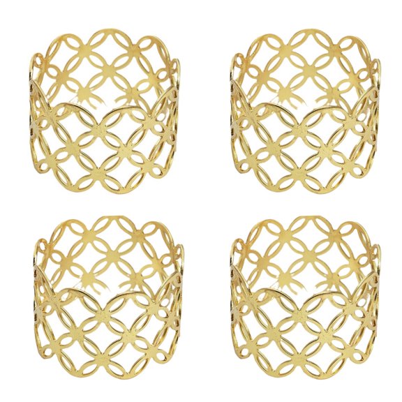 ACDANC 2026 New Napkin Rings Classic Appeal Gold Napkin Rings Chic Finish Flower Napkin Rings Seasonal Touch Mesh Napkin Rings for Festive Tables Parties Holiday Gatherings Special Occasions