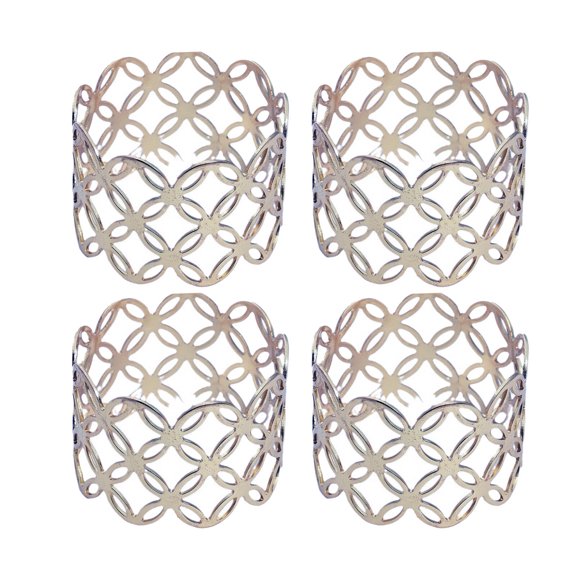 ACDANC 2026 New Napkin Rings Modern Style Gold Napkin Rings Festive Charm Flower Napkin Rings Charming Presentation Mesh Napkin Rings for Weddings Parties Dinners