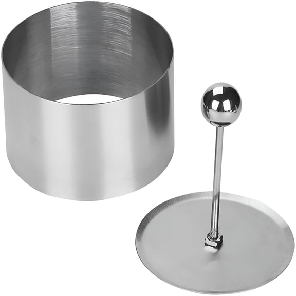 ACDANC 2026 New Onigiri Mold Round,Stainless Steel Cake Rings Mousse Cake Ring Mold with Press Set Rice Mold Rice Ball Maker Sushi Mold for Baking Pastry Dessert L,8.50X8.00X5.00Cm(Silver)