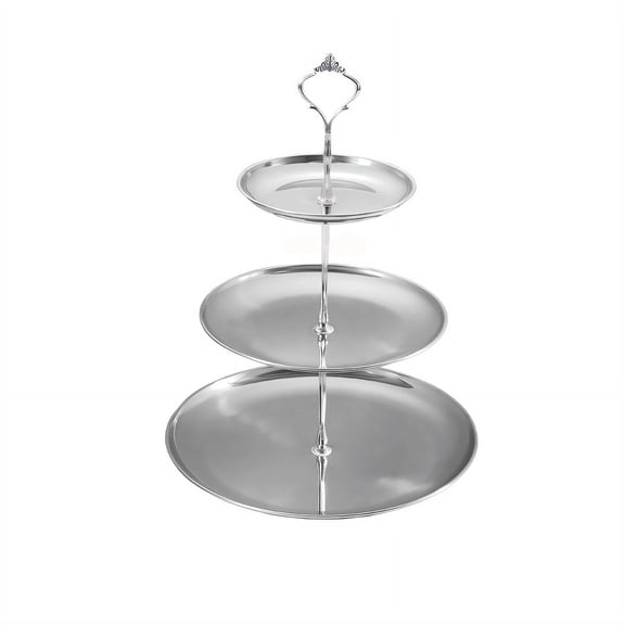ACDANC 2026 New Personalized Design Dessert Stands Food Display Essential Tiered Serving Tray Silvery 3 for Parties Weddings Buffets Dessert Tables Tea Parties Home Gatherings