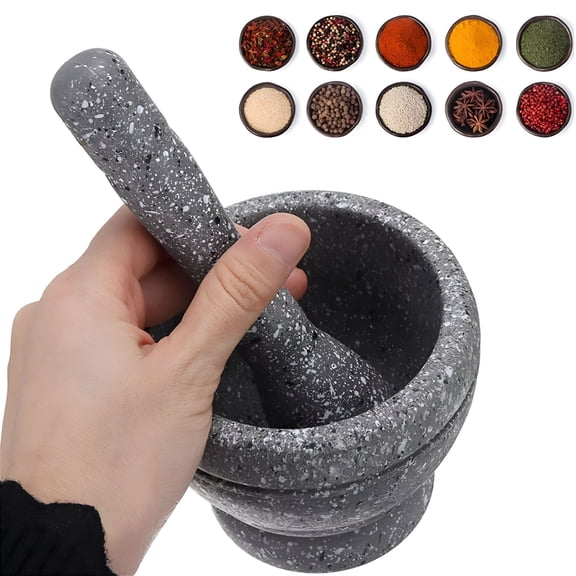 ACDANC 2026 New Pestle and Mortar Natural Wooden 6.7" Stone Cup&Crusher Set Hand Grinder for Herbs Pesto for Grinding, Herbs, Spices, Pesto Making, Cooking, Kitchen, Homemade Seasoning