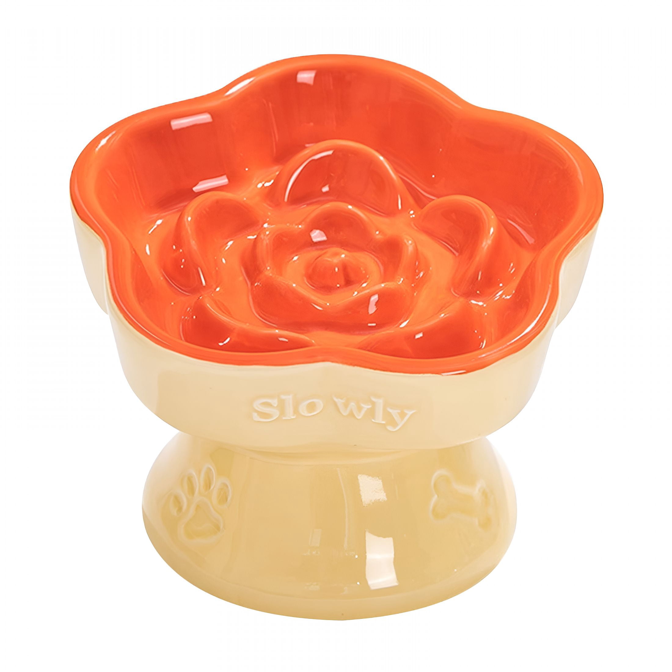 ACDANC 2026 New Pet Slow Feeder Bowl,Elevated and Tilted Ceramic Slow Feeder Bowl for Cats and Small Dogs,Raised Pet Bowl for Dry and Wet Food,Prevents Vomiting and Choking