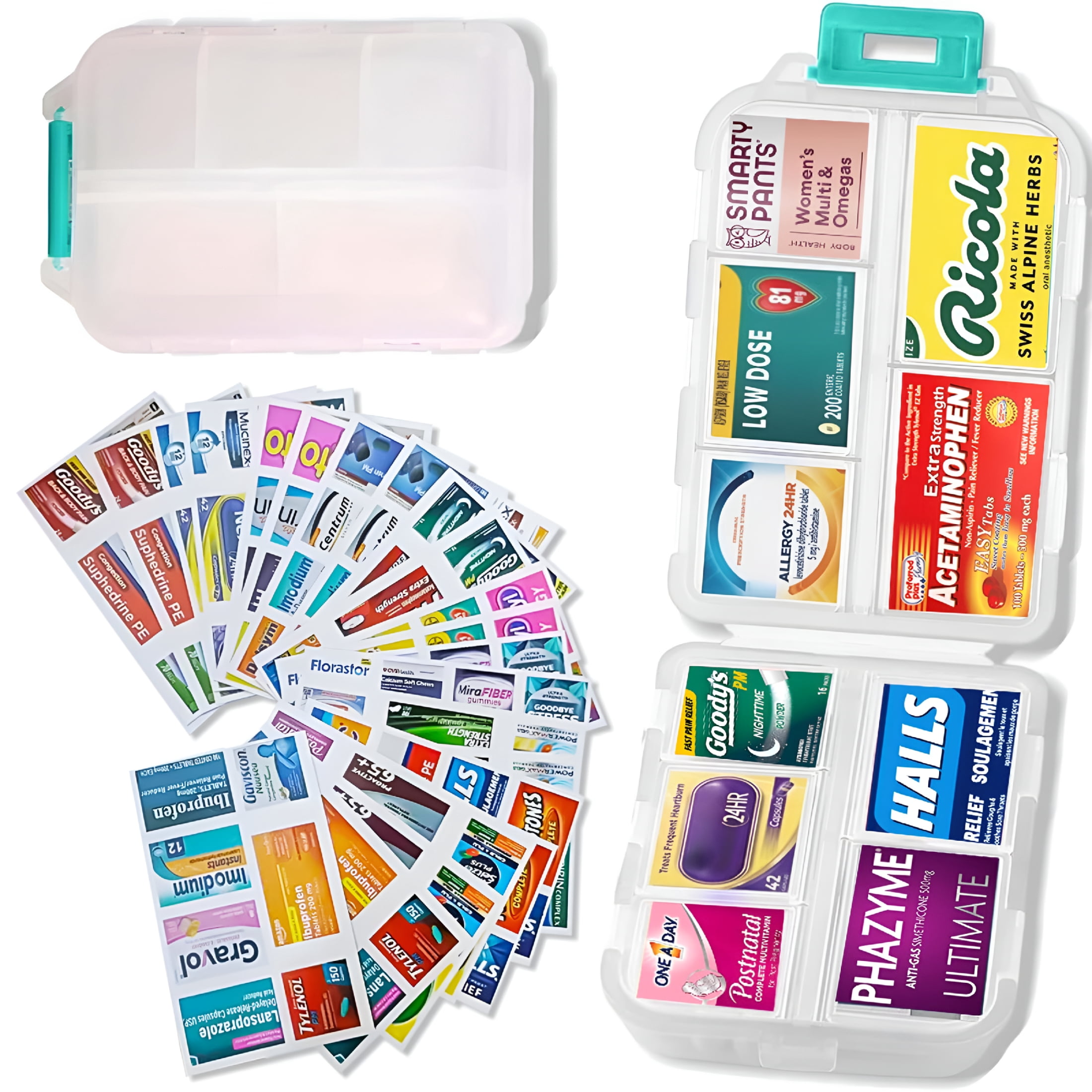 ACDANC 2026 New Pill Organizer with Medicine Labels Travel Daily Pill ...