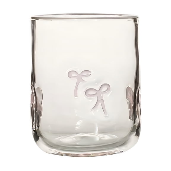 ACDANC 2026 New Pink Bow Icon Juice Glass Coquette Bow Cup 14Oz Double Old Fashioned Icon Hand Blown Glass for Cute Glasses Valentine'S Day Gift for Home,Bar,Party,Juice,Water,Cocktail