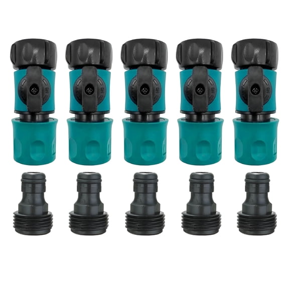 ACDANC 2026 New Plastic Garden Hose Quick Connect Adapters with Shutoff Valve Set Male and Female, Quick Release Kit Hose Fittings and Adapters, Quick Connectors with Valve for Water Hose Coupling