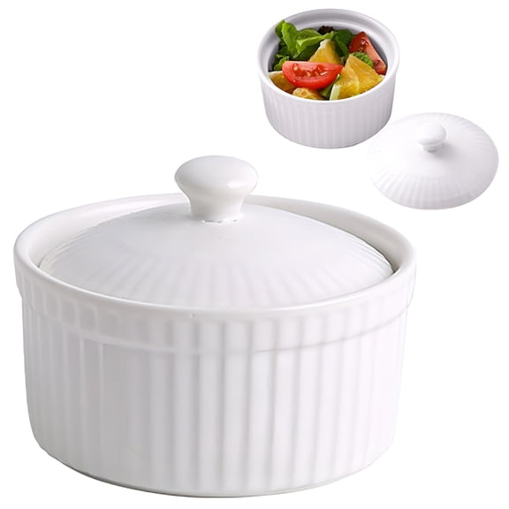 ACDANC 2026 New Porcelain Ramekin with Lids and Handles Oven Safe,Round Ramekins Souffle Creme Brulee Baking Dish,Pudding Custard Dish,Individual Servings Mini Casserole Dishes