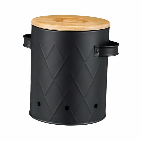 ACDANC 2026 New Potato Storage Tin with Airtight Lid Kitchen Canister for Kitchen Countertop for Kitchen, Pantry, Home Black Medium