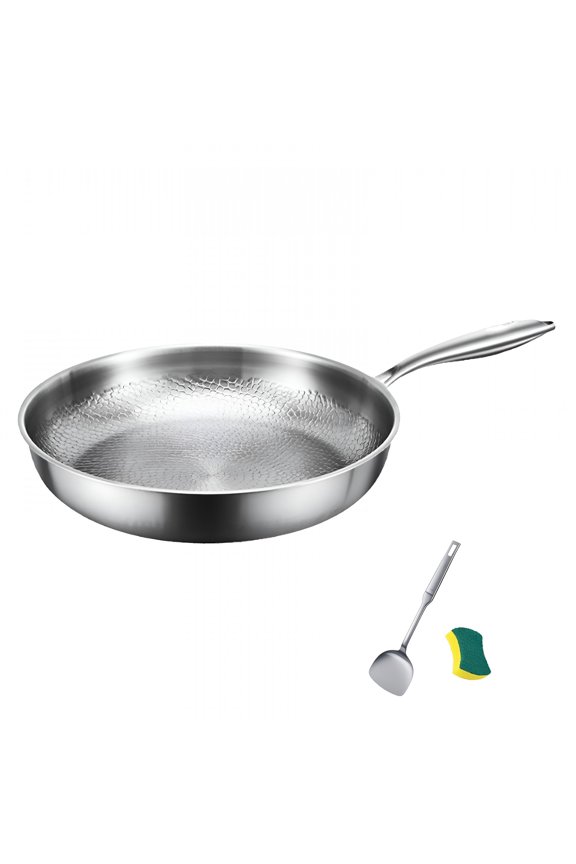 2026 New Pure Titanium Pan,100% Titanium Pans for Cooking Non Stick,Titanium Cookware Stainless Steel Hammered Pan Pro,For Cooking,Frying,Baking
