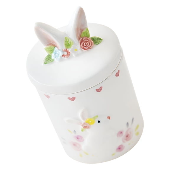 ACDANC 2026 New Rabbit-Shaped Jar Easter Candies Cookies Storage Jar Ceramic Candy Jar Kitchen Tea Canister Party Favor for Easter, Kitchen, Party, Home