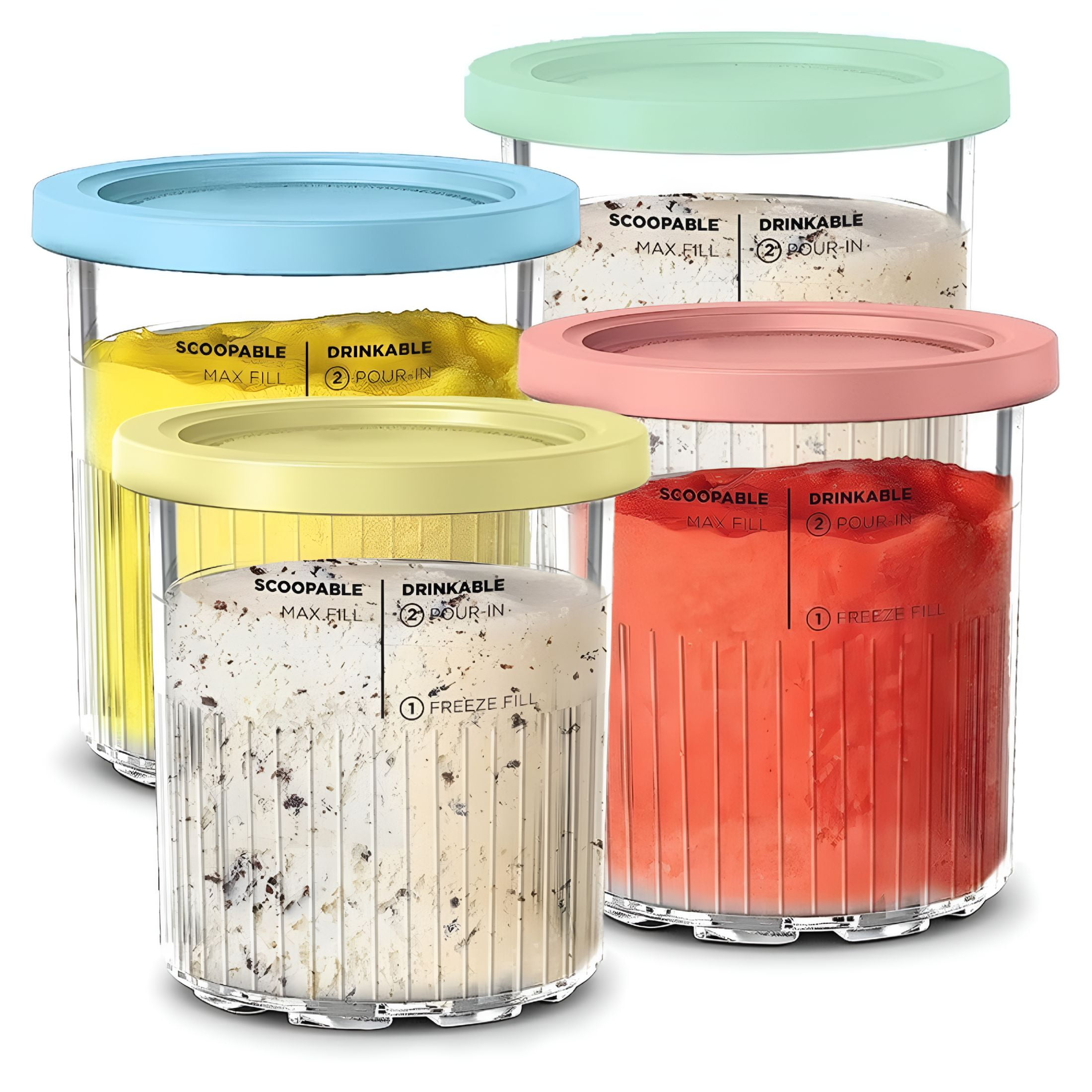 ACDANC 2026 New Replacement for Ice Cream Maker Pints and Lids 4 Pack,Compatible with 11-In-1 Nc501 Nc500 Series Deluxe Ice Cream Maker for Kitchen,Desserts,Home,Ice Cream 24Oz Deluxe Xl Cups