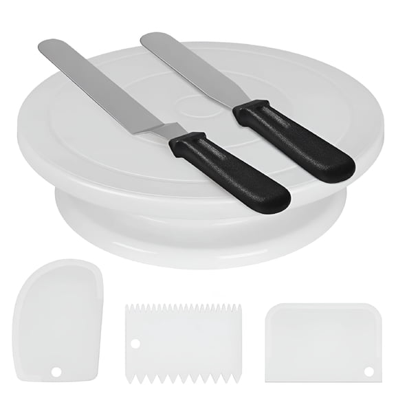 ACDANC 2026 New Rotating Cake Turntable Icing Spatula Smoother Revolving Cake Stand Decorating Baking Tray White, for Cake Decorating, Baking, Parties, Celebrations, Home Kitchens.